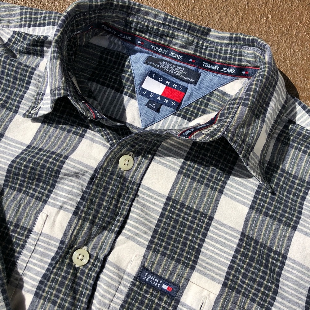 Vintage Long Sleeve Tommy Jeans Plaid Polo
